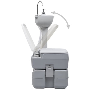 Set WC Portatile da Campeggio e Lavandino con Supporto Grigio cod mxl 75864