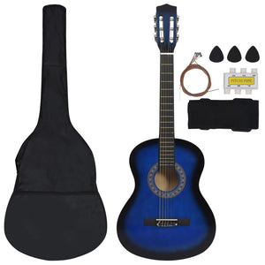 Set Chitarra Classica 8 pz Bambini e Principianti Blu 3/4 36"      cod mxl 79022