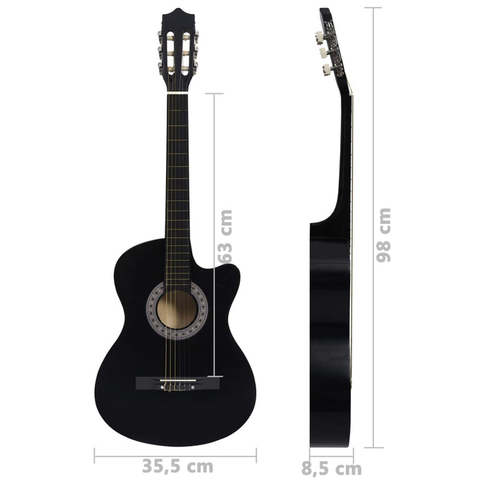 Chitarra Classica Cutaway Western con 6 Corde Nera 38" 70132