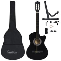 Set Chitarra Classica Western 12 pz con 6 Corde Nera 38" cod mxl 71568