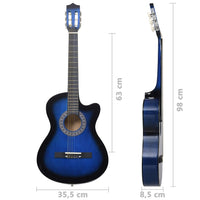 Chitarra Classica Cutaway Western 6 Corde 38" Blu Ombreggiato 70134