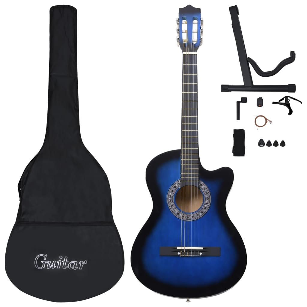 Set Chitarra Classica Western 12 pz con 6 Corde Blu 38" 70135