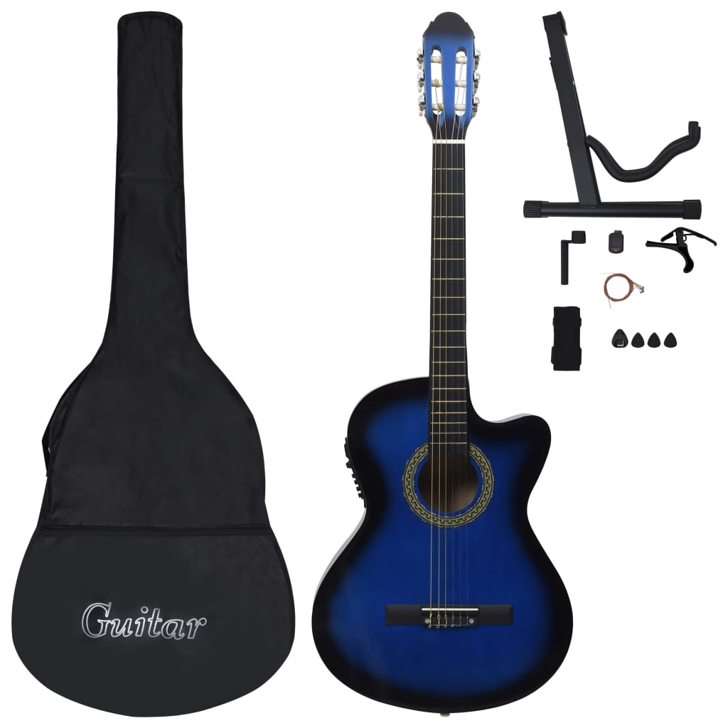 Set Chitarra Western 12 pz con Equalizzatore e 6 Corde Blu 70141