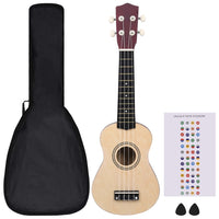 Set Ukulele Soprano con Borsa per Bambini Legno Chiaro 21" 70146