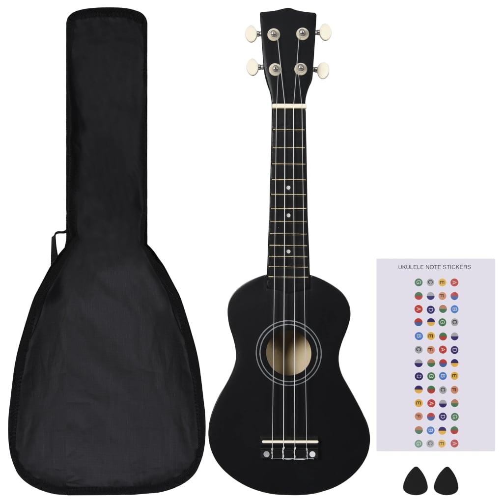 Set Ukulele Soprano con Borsa per Bambini Nera 21" cod mxl 75601