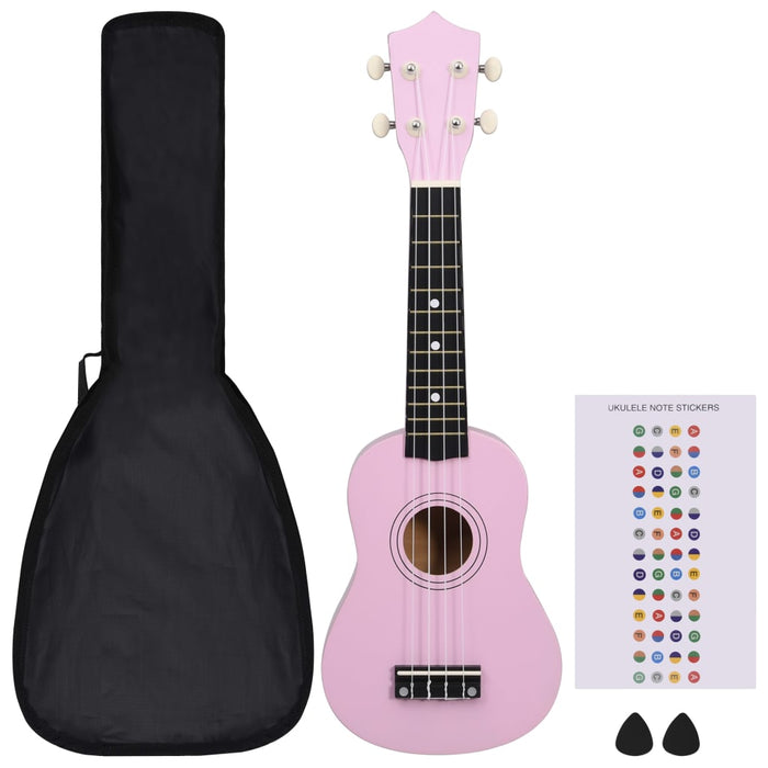 Set Ukulele Soprano con Borsa per Bambini Rosa 21" 70148