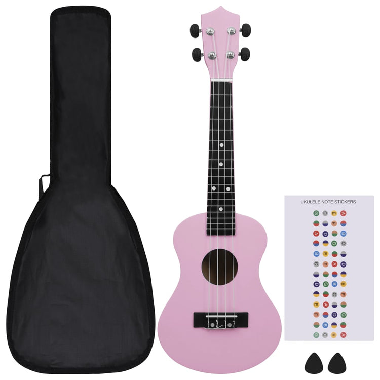 Set Ukulele Soprano con Borsa per Bambini Rosa 23" cod mxl 77793