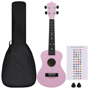 Set Ukulele Soprano con Borsa per Bambini Rosa 23" 70153