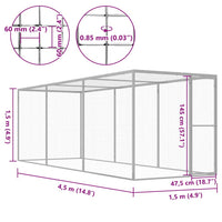 Gabbia per Gatti 4,5x1,5x1,5 m in Acciaio Zincato 146358