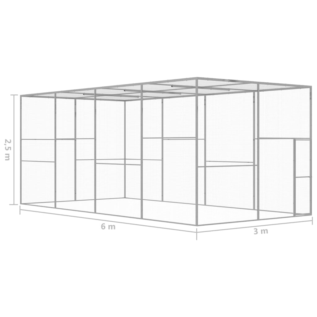 Gabbia per Gatti 6x3x2,5 m in Acciaio Zincato 146362