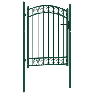 Cancello per Recinzione ad Arco in Acciaio 100x125 cm Verde cod mxl 50665