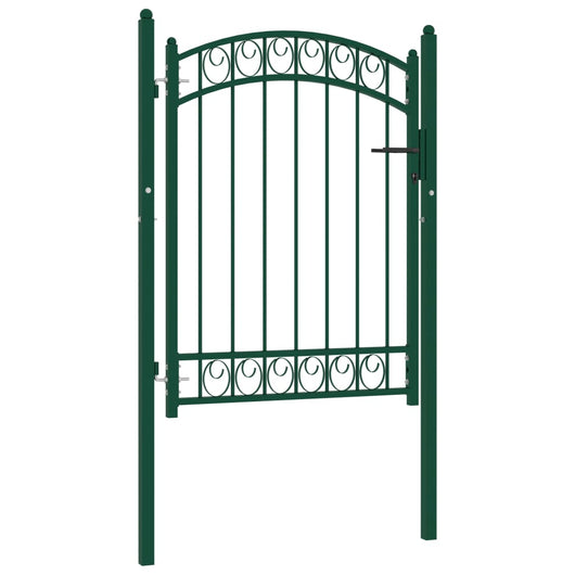 Cancello per Recinzione ad Arco in Acciaio 100x125 cm Verde cod mxl 50665