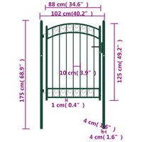 Cancello per Recinzione ad Arco in Acciaio 100x125 cm Verde cod mxl 50665