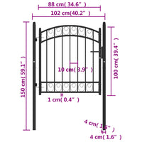 Cancello per Recinzione ad Arco in Acciaio 100x100 cm Nero cod mxl 42655