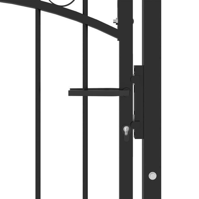 Cancello per Recinzione ad Arco in Acciaio 100x175 cm Nero