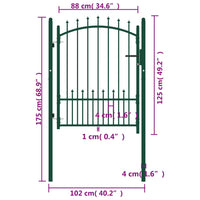 Cancello per Recinzione con Punte in Acciaio 100x125 cm Verde 146394