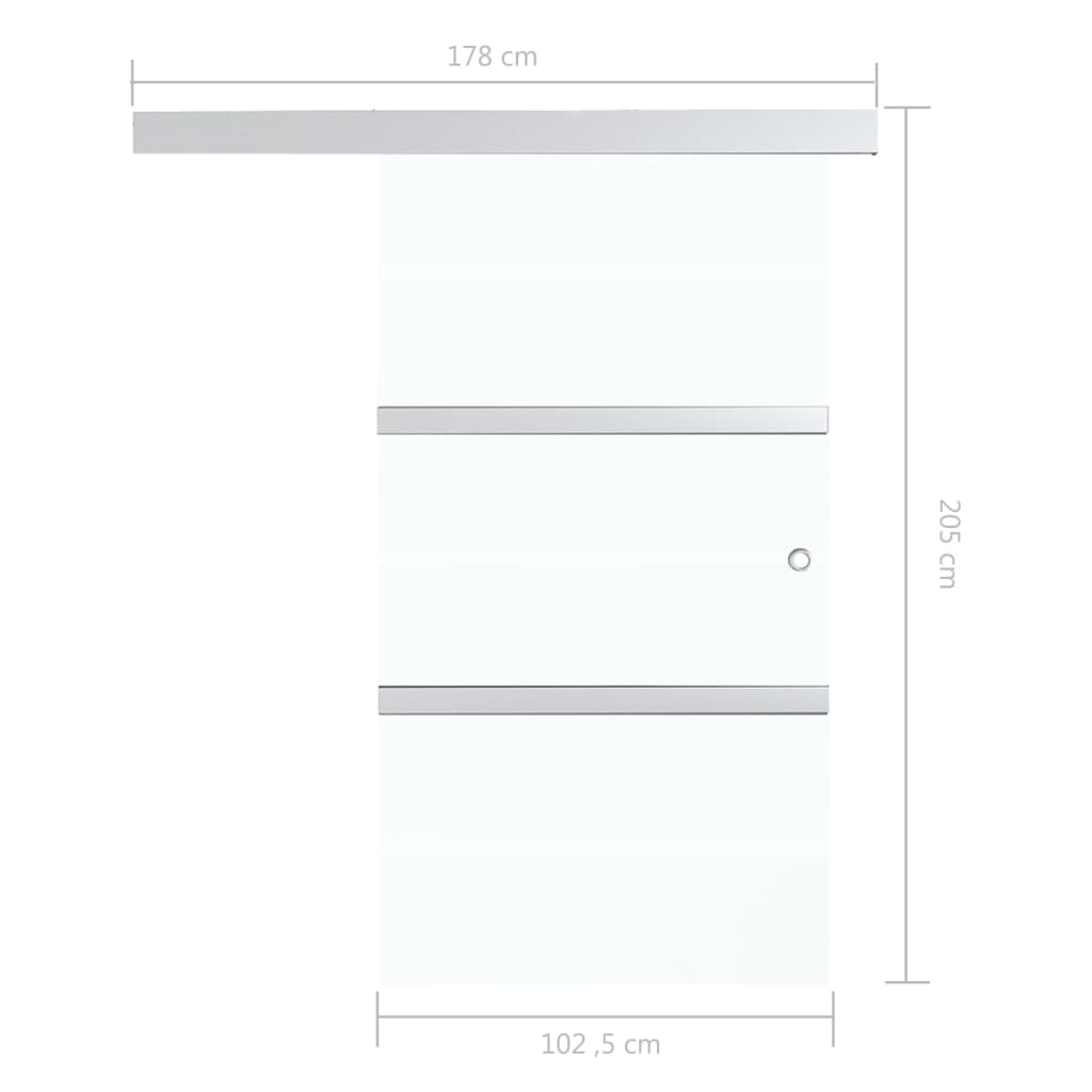 Porta Scorrevole in Vetro ESG e Alluminio 102,5x205 cm Argento cod mxl 73814