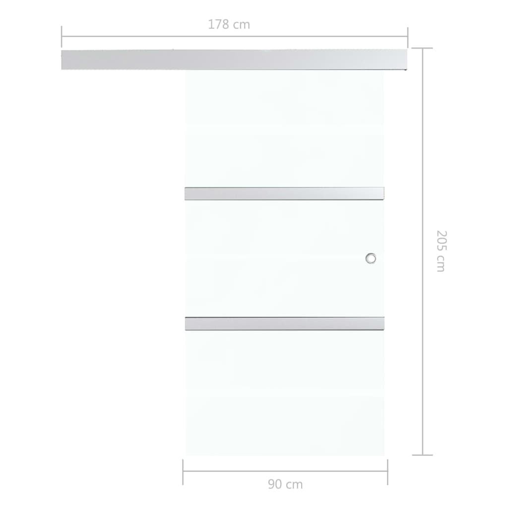 Porta Scorrevole con Fermi in Vetro ESG e Alluminio 90x205 cm 288062