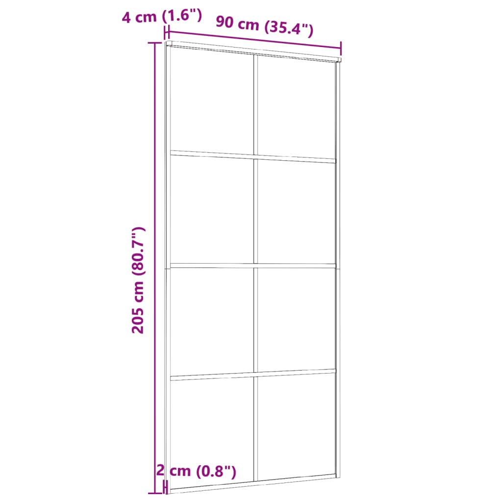 Porta Scorrevole in Vetro ESG e Alluminio 90x205 cm Nera 288065