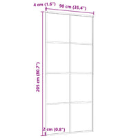 Porta Scorrevole in Vetro ESG e Alluminio 90x205 cm Nera 288065