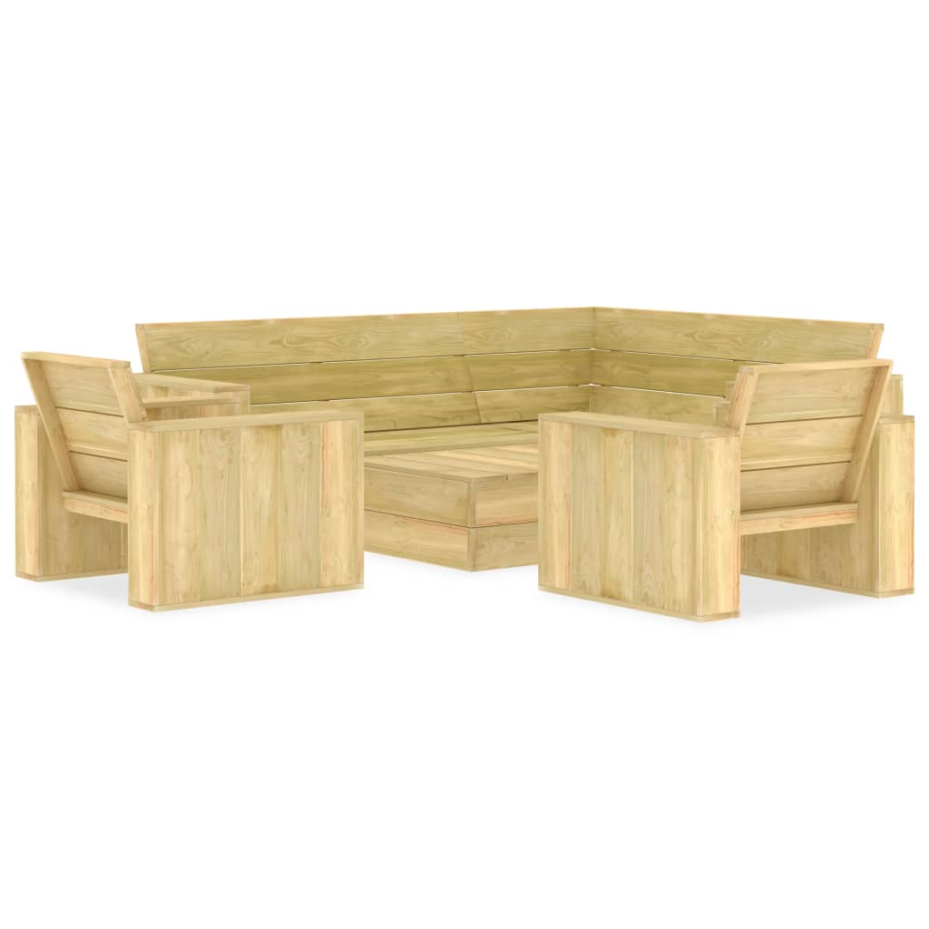 Set Divani da Giardino 4 pz in Legno di Pino Impregnato 3053193