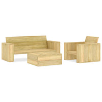 Set Divani da Giardino 3 pz in Legno di Pino Impregnato cod mxl 39387