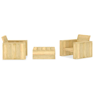 Set Divani da Giardino 3 pz in Legno di Pino Impregnato cod mxl 39383