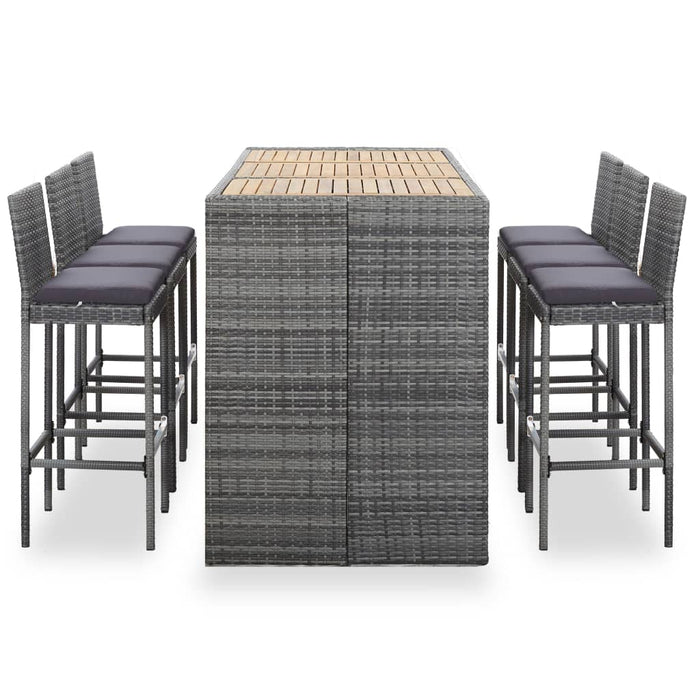 Set da Bar da Giardino 7 pz con Cuscini in Polyrattan Grigio cod mxl 37860