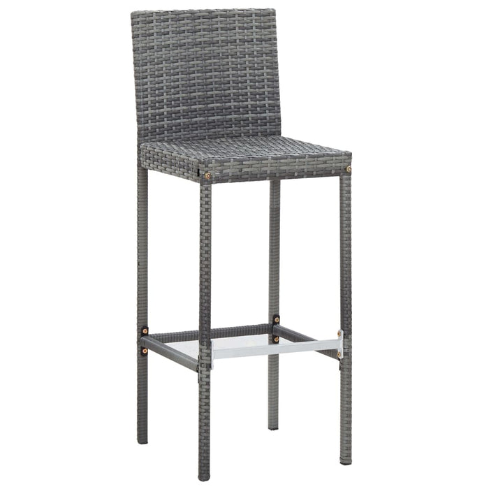 Set da Bar da Giardino 7 pz con Cuscini in Polyrattan Grigio 49563