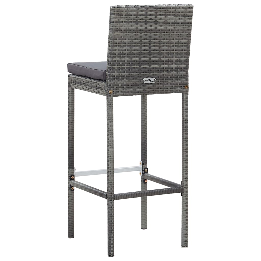 Set da Bar da Giardino 7 pz con Cuscini in Polyrattan Grigio 49563