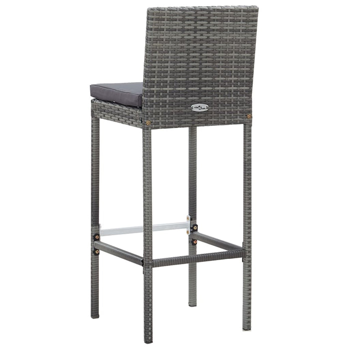 Set da Bar da Giardino 9 pz Polyrattan e Legno Acacia Grigio 49567