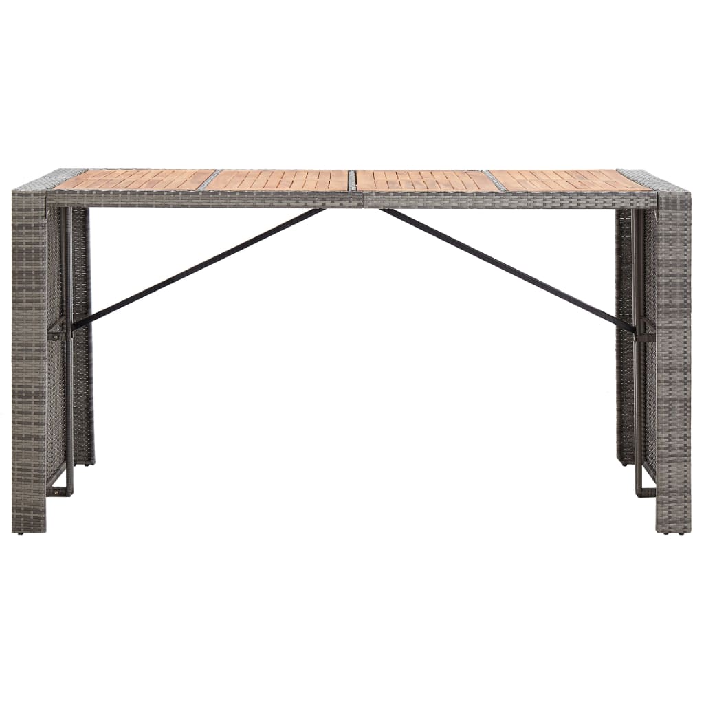 Set da Bar da Giardino 9 pz Polyrattan e Legno Acacia Grigio 49567