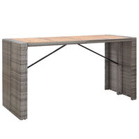 Set da Bar da Giardino 9 pz Polyrattan e Legno Acacia Grigio 49567