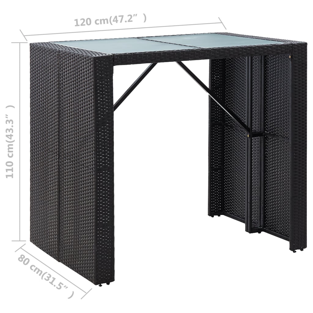 Set da Bar da Giardino 5 pz in Polyrattan e Vetro Nero 49568