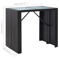 Set da Bar da Giardino 5 pz in Polyrattan e Vetro Nero 49568