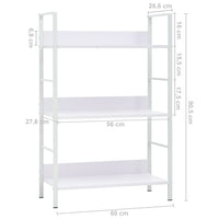 Libreria a 3 Ripiani Bianca 60x27,6x90,5 cm in Truciolato cod mxl 11805