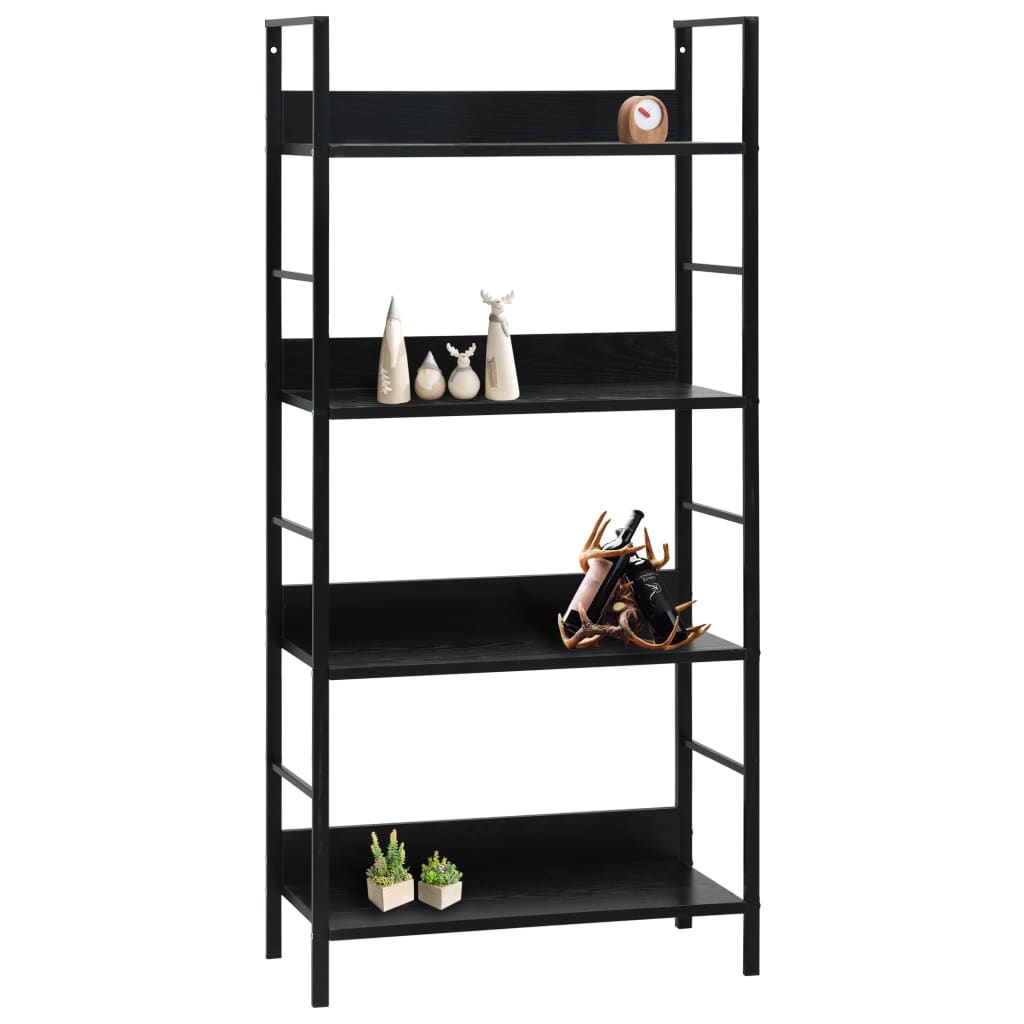 Libreria a 4 Ripiani Nera 60x27,6x124,5 cm in Truciolato cod mxl 47804