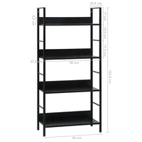 Libreria a 4 Ripiani Nera 60x27,6x124,5 cm in Truciolato cod mxl 47804