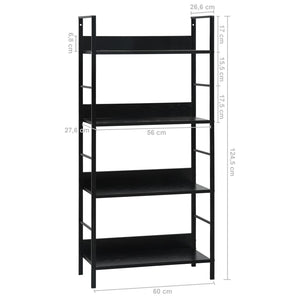 Libreria a 4 Ripiani Nera 60x27,6x124,5 cm in Truciolato cod mxl 47804