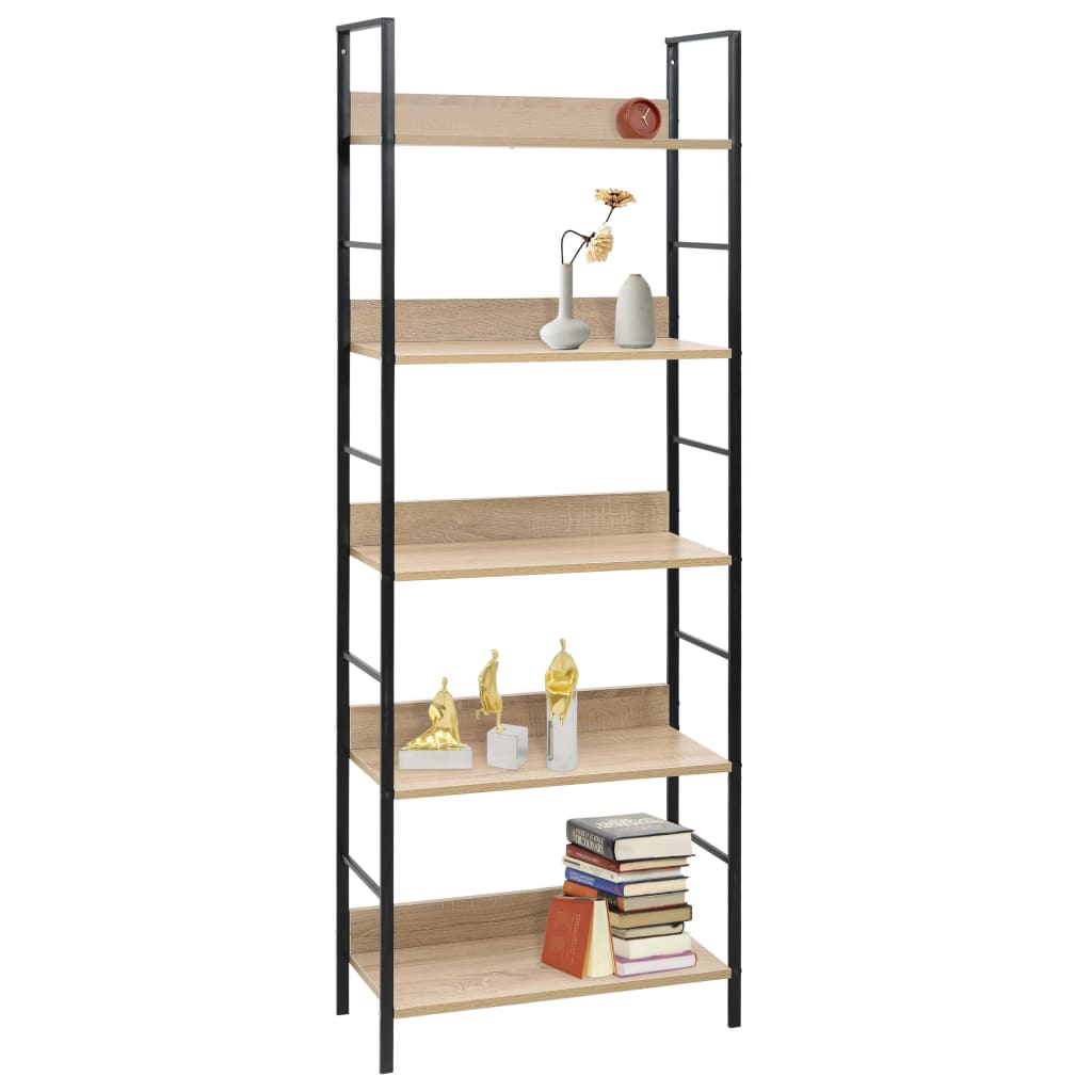 Libreria a 5 Ripiani Rovere 60x27,6x158,5 cm in Truciolato