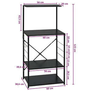 Armadio per Microonde Nero 60x39,6x123 cm in Truciolato 288238