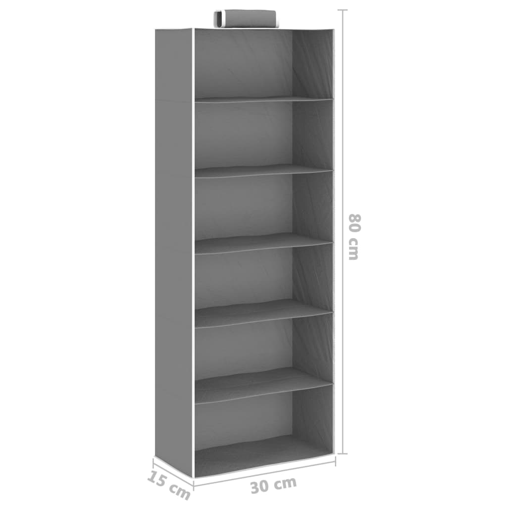 Organizer per Armadio da Appendere 2 pz con 6 Ripiani Tessuto cod mxl 77841