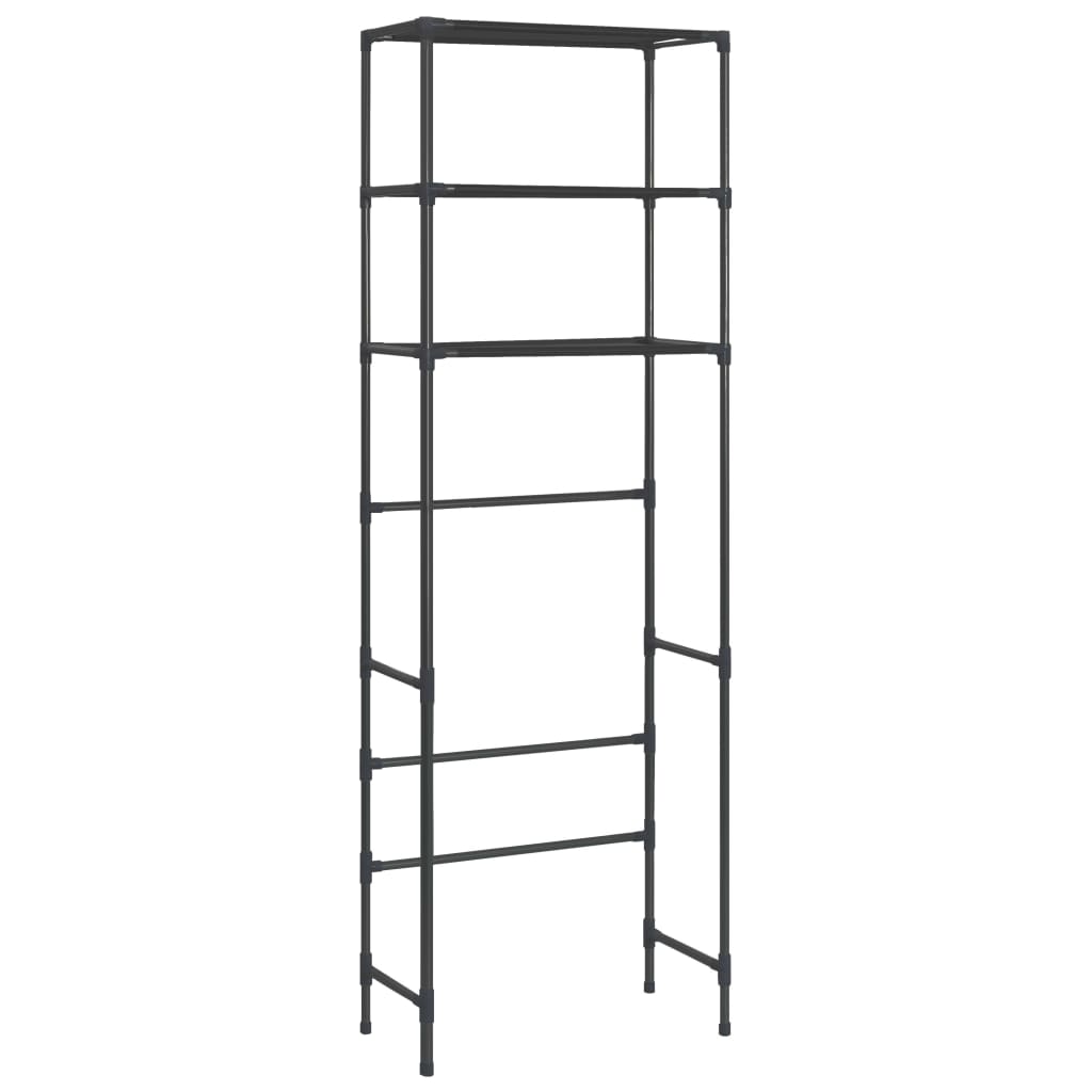 Scaffale per Bagno con 3 Ripiani Nero 53x28x169 cm 288329