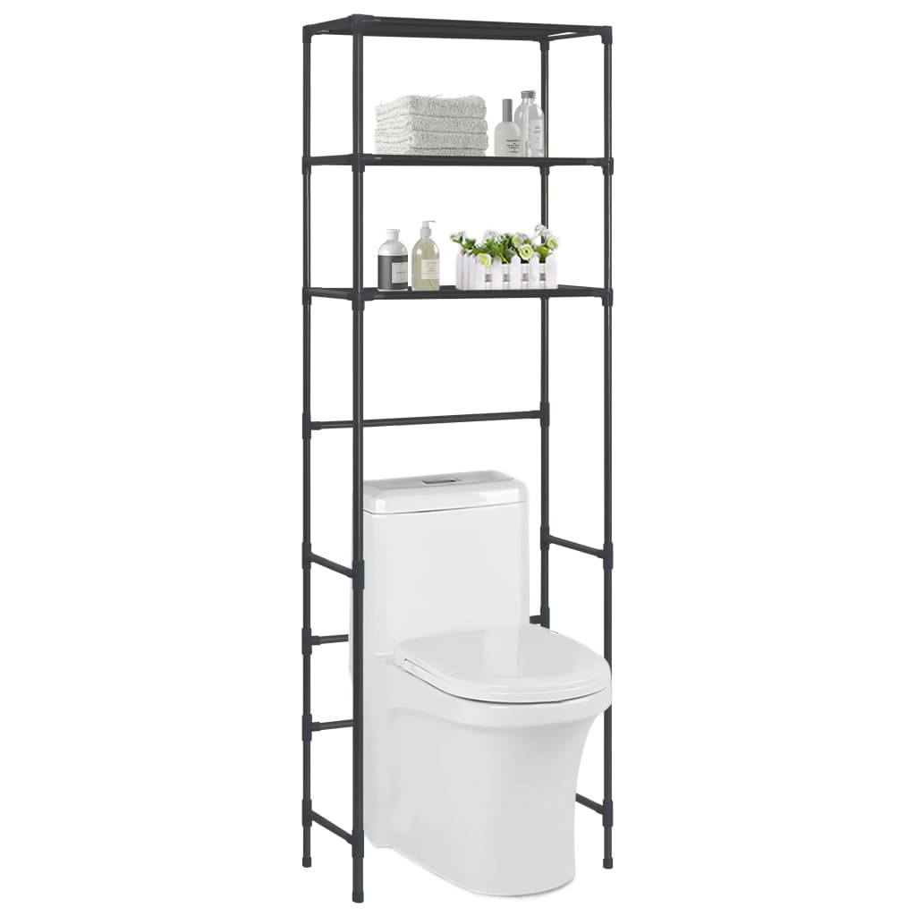 Scaffale per Bagno con 3 Ripiani Nero 53x28x169 cm 288329