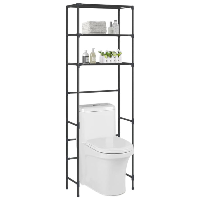 Scaffale per Bagno con 3 Ripiani Nero 53x28x169 cm 288329