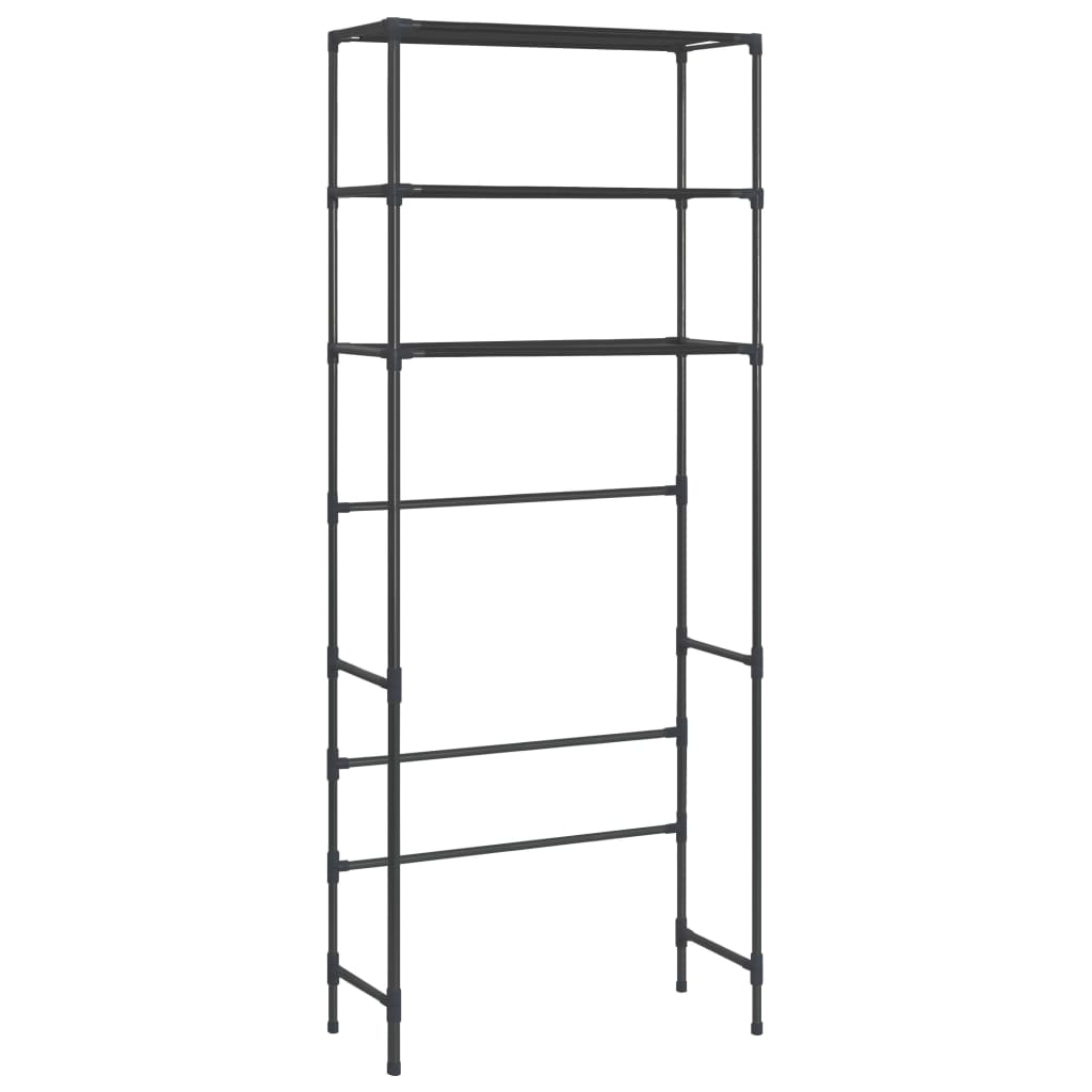 Scaffale per Lavatrice con 3 Ripiani Nero 69x28x169 cm cod mxl 54294