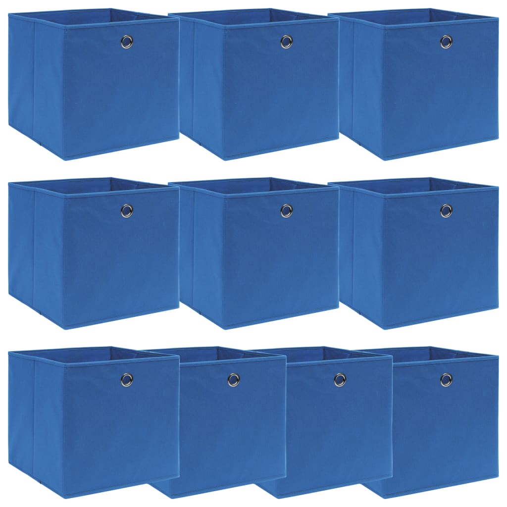 Scatole Portaoggetti con Coperchi 10pz Blu 32x32x32 cm Tessuto 288339