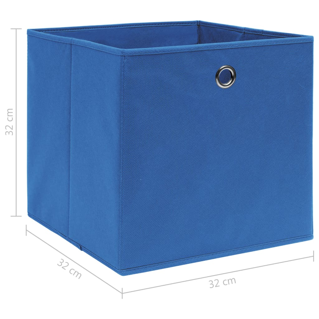 Scatole Portaoggetti con Coperchi 10pz Blu 32x32x32 cm Tessuto 288339