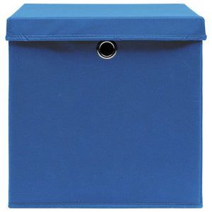 Scatole con Coperchi 10 pz Blu 32x32x32 cm in Tessuto