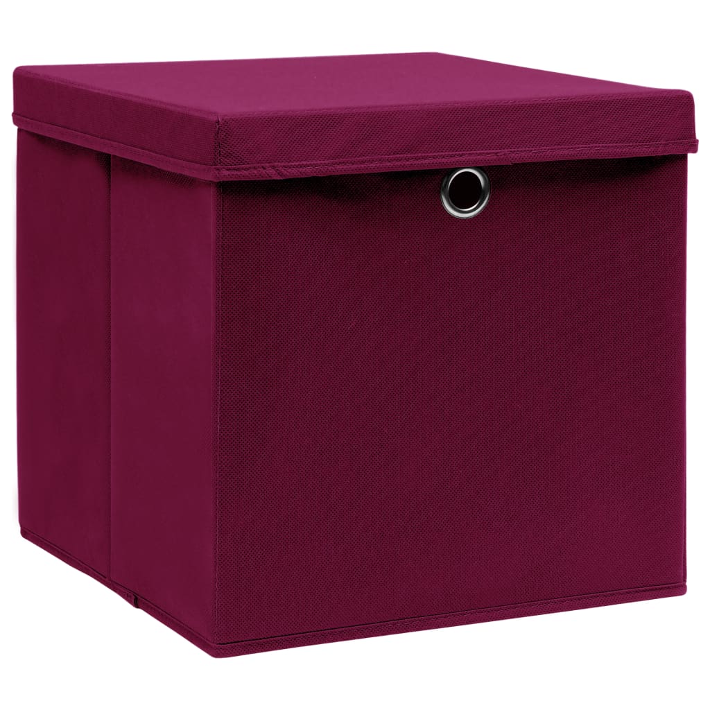 Scatole con Coperchi 4 pz Rosso Scuro 32x32x32 cm in Tessuto cod mxl 40869